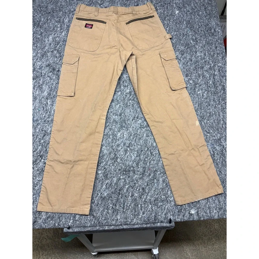 Wrangler‎ Workwear Mens 34x32 Tan Ripstop Cargo Pants Hammer Loop 10WMWR1RH